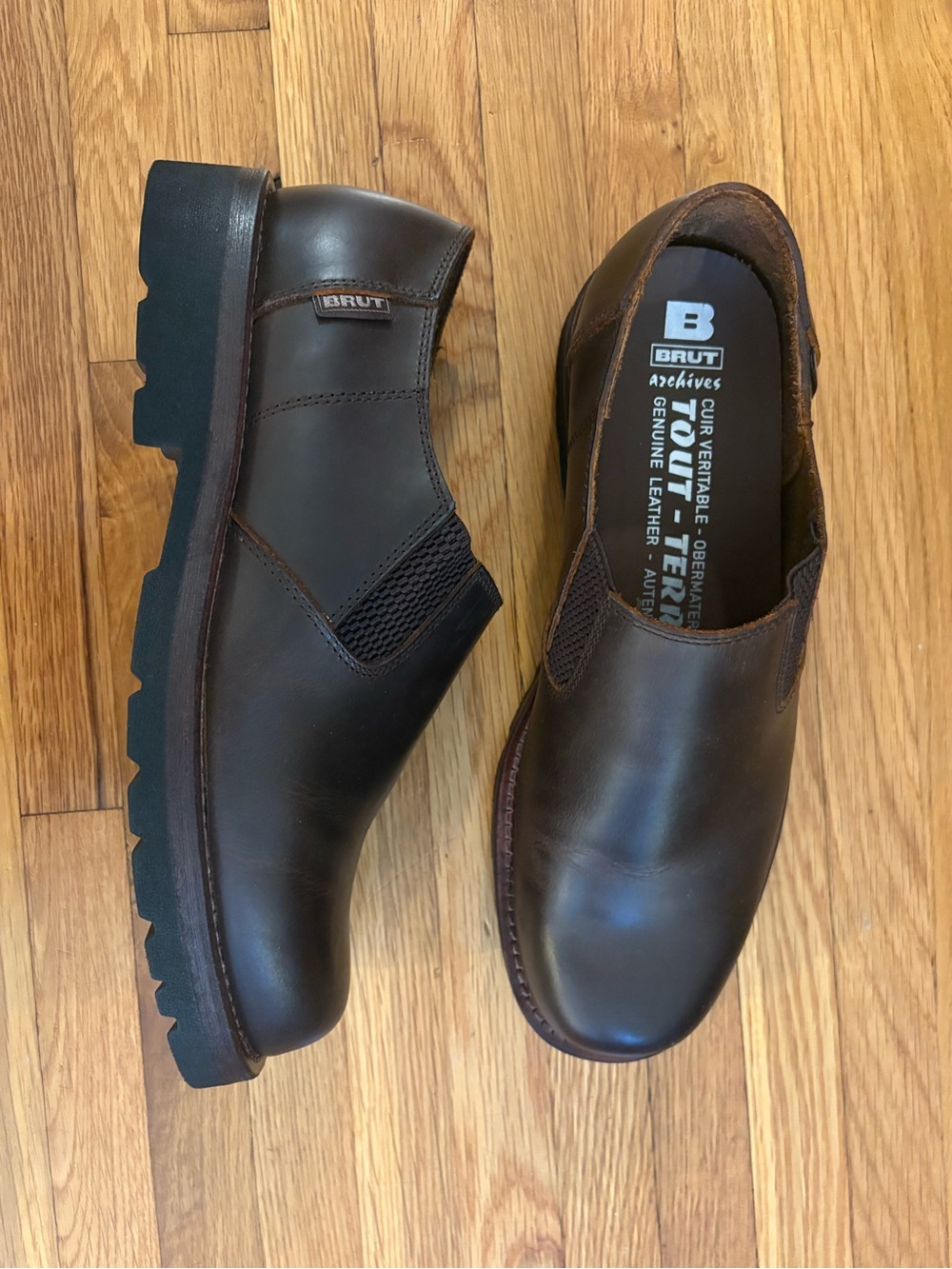 BRUT TOUT-TERRAIN SHOES Brown Leather Slip-on EU 42